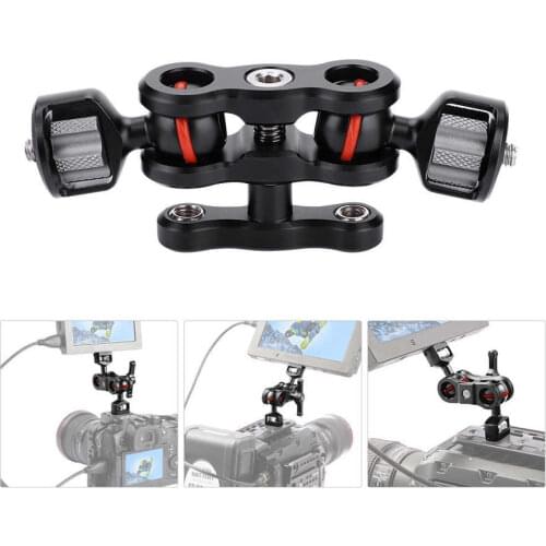 Multi-Function Dual Ball Head Hot Shoe Magic Arm Mount Adapter with 1/4'' Screw for Sony Canon Nikon DSLR Cameras