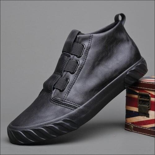 2021 Men Casual Leather Shoes For Man New Style Designer Autumn Fashion Slip-on High Top Cool Loafers Leisure Flat Shoes