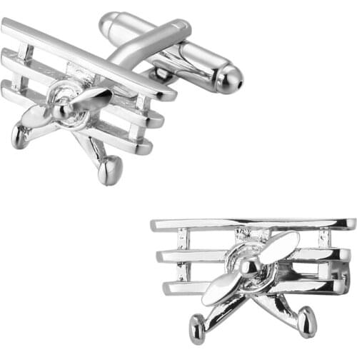 Mens shirts Cufflinks high-quality copper material Helicopter aircraft Silvery Cufflinks 5 pairs of packaging for sale