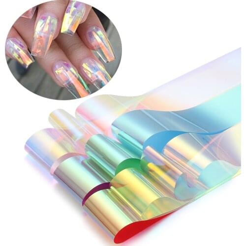 2021 New Aurora Holographic Nail Foils Glass Paper Stickers Holographic Design Decoration Women Beauty Nail Art Tools