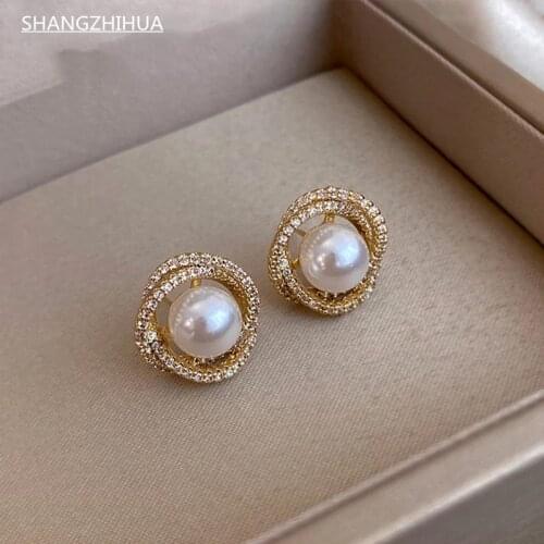 2021 new unusual geometric whirlpool shape pearl Earrings for woman exquisite fashion jewelry party luxury accessories Earrings