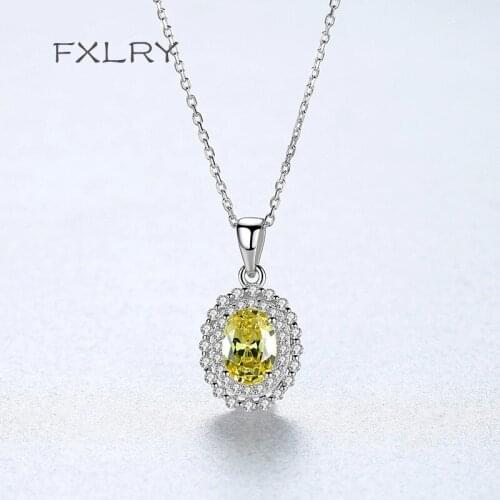 FXLRY New arrived Fashion Women Silver color Micro Inlay Zircon Fashion Geometric Pendant necklace Wedding Jewelry