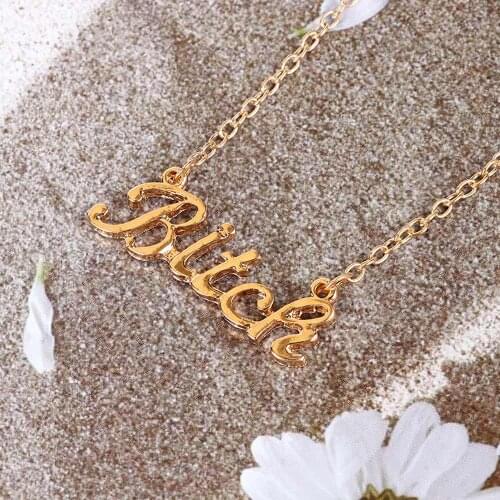 1Pcs Fashion Statement Necklace Gold / Silver Color Letter Bitch Pendant Necklace For Women Girls Hot Selling