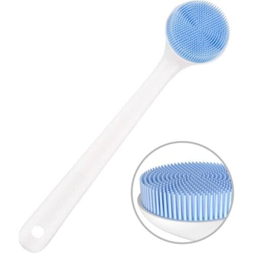 Portable Silicone Long-handled Bath Shower Brush Shampoo Brush Back Massage Brush Body Scrubber Bathing Cleaning Tool