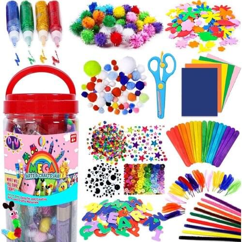 Colorful Plush Sticks Wool Pompoms Materials Kids DIY Montessori Craft Pipe Math Counting Education Stick Child Puzzles Toy