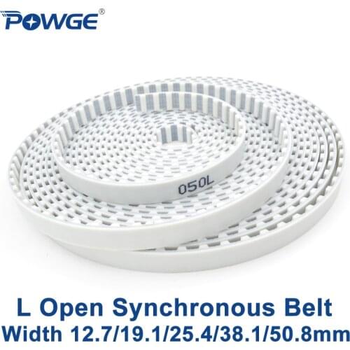 POWGE PU L Open synchronous belt Width 12.7/19.1/25.4/38.1/50.8mm Pitch 9.525mm L timing belt Polyurethane steel L pulley belt