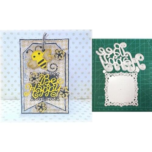 Happy Bee Lace Frame New 2021 Metal Cutting Dies For DIY Scrapbooking Paper And Card Making Decorative Embossing Dies Craft Dies
