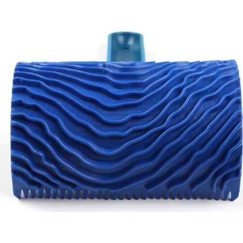 Blue Rubber Wood Grain Paint Roller DIY Graining Painting Handle Wood Painting Tool Grain Roller Tool Pattern Home Wall