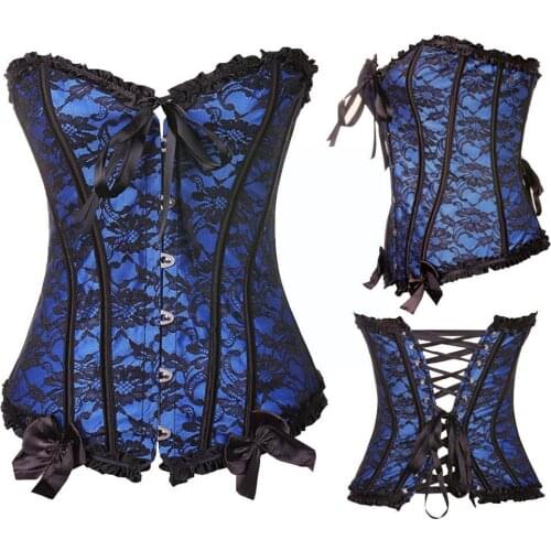 Sexy Corsets and Bustiers Lace Up Boned Overbust Costume Trainer Top Plus Steampunk Shapewear Body Waist Dress Corset Size Q4O5