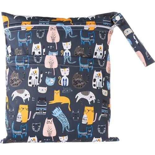 Single Zipper Mommy Diaper Bag for Baby Reusable Cloth Nappy Wet Bag Infant Portable Waterproof Stroller Dry Pail Pocket 28*30cm