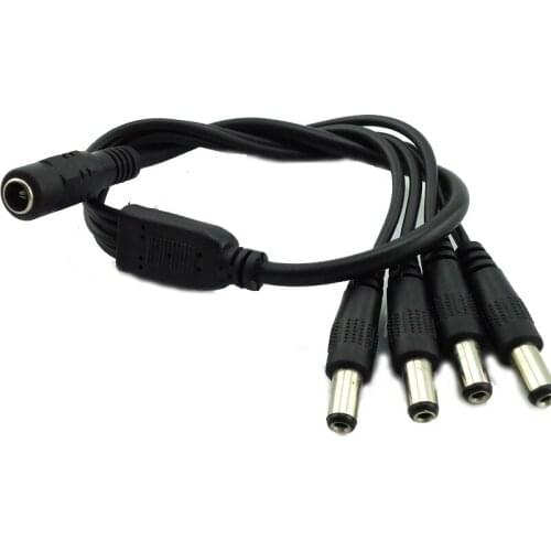 1pcs 1 Female to 4 Male DC Power jack Adapter Splitter Plug Connector Cable 5.5mm*2.1mm Supply for CCTV Camera led strip Light
