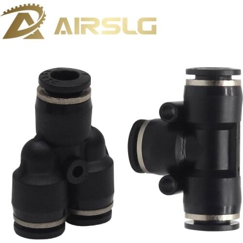 10Pcs One touch fitting PE Union tee PY union “Y” 3 Way Port Air Pneumatic 4 6 8 10 12mm OD Hose Tube Quick Push in Pipe Fitting