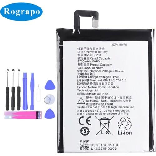 2800mAh BL260 Mobile Phone Replacement Battery For Lenovo Vibe S1 Lite S1La40 BL-260 BL 260 Batterie Accumulator