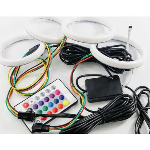 4pcs RGB universal car auto led angel eyes cotton light RGB halo ring kit with cover and remote 60/70/80/90/100/100/110/120mm
