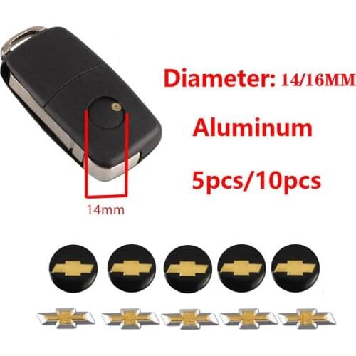 5Pcs 14mm/16mm Aluminum Car Remote Key Sticker Emblem Accessories For Chevrolet Cruze Captiva Trax Malibu Tahoe Equinox Impala S