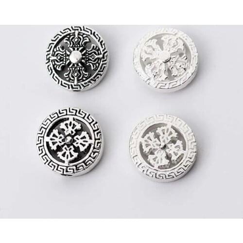 925 Sterling Silver Round Spacer Beads For Buddha Jewelry Making 14mm Craft Hollow Charm Beads DIY Women Men Bracelets Findings