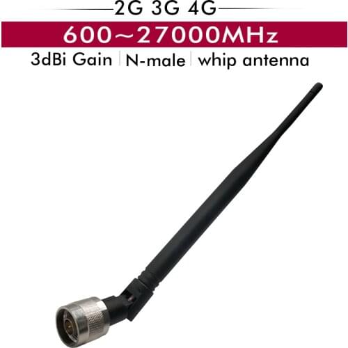 2G 3G 4G 600~2700MHz 3dBi Indoor Whip Antenna + N Male Connector for GSM/CDMA/DCS/WCDMA/LTE Cell Phone Signal Booster Repeater
