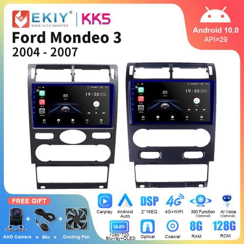 EKIY QLED 1280*720P DSP Android 10 Car Radio For Ford Mondeo 3 2000-2007 Multimedia Video Player GPS Navigation Stereo Head Unit
