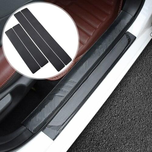 Car Styling Carbon Fiber Vinyl Sticker Car Door Sill Protector Scuff Plate For LADA VESTA Car Accessories