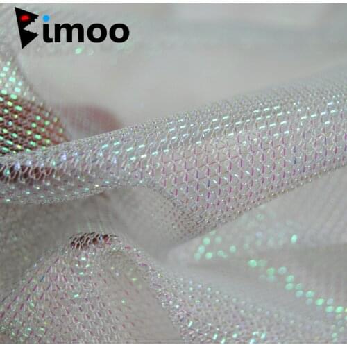 Bimoo 1 Yard Pearl White Flash Gold Green Red Black Silver Squid Jig Cloth Fishing Octopus Squid Hook DIY Material