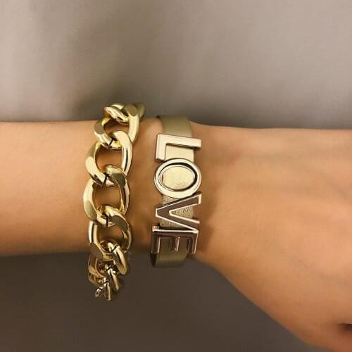 Europe and the United States exaggerated chain hand ornaments women letter simple combination set bracelet