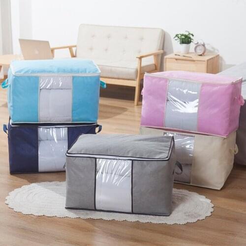 Large Storage Bag Clothing Bedding Storage Bags Clothes Quilt Pillows Organizer Bag Non-woven Fabric Plastic Organizer Storage