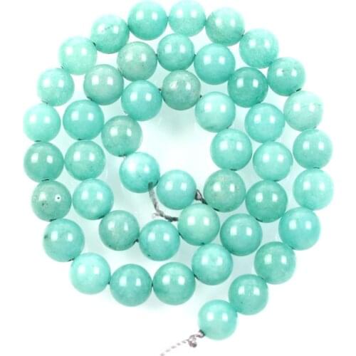Natural Stone Solid Bluish Green Alabaster Charm Loose Beads For Jewelry Making Needlework Bracelet DIY Strand 6-10MM