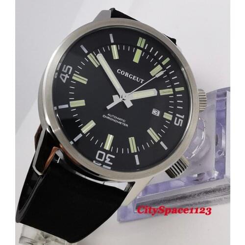 Corgeut 45mm Watch Men Luxury Automatic Watch Military Stainless Steel Luminous Waterproof Mechanical Male Wristwatch