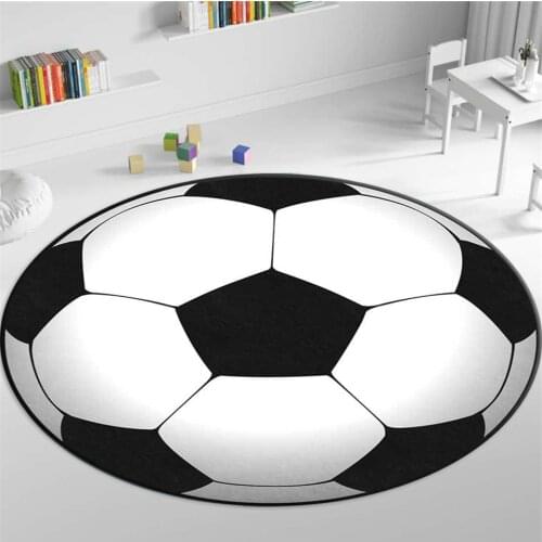 Nordic 3D Basketball Soccer Childrens Round Rug Cartoon Cute Floor Mat For Bedroom Crawling Carpet For Boys Room Bedside Mat