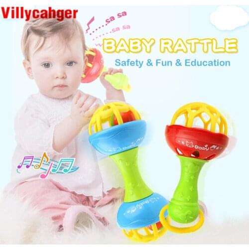 Baby Rattles Toy Develop Baby Intelligence Grasping Plastic Hand Bell Double Rattle Educational Mobiles Toys Birthday Gifts