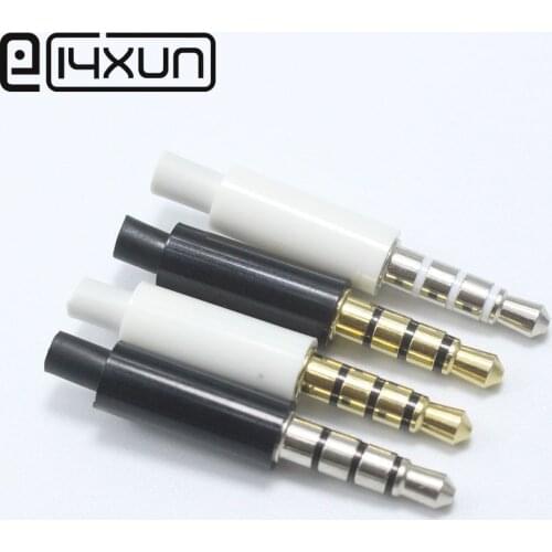 EClyxun 10Pcs Mini 3.5mm Stereo Headset Jack 4 Pole 3.5 Audio Plug Adaptor Connector White and Black Nickel/Gold plated
