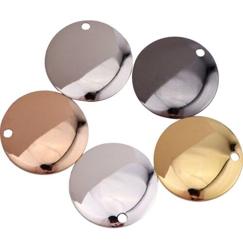 0.5*28mm Geometric Round Single Hole Concave Disc Pendant Glossy Round Bracelet Necklace Tag DIY Handmade Material