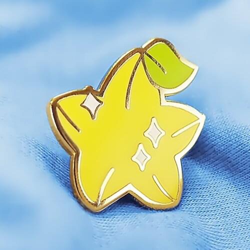 Kawaii Kingdom Heartss Shiny Yellow Carambola Enamel Pins Cute Cartoon Lapel Pin Jacket Jeans Badge Brooch Fashion Accessories