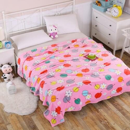 Leaves High quality Thicken plush bedspread blanket 200x230cm High Density Super Soft Flannel Blanket for the sofa/Bed/Car