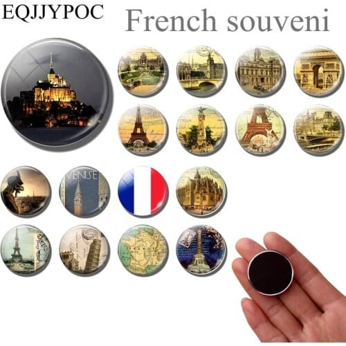France Fridge Magnet Travel Souvenir Mont Saint Michel Abbey Provence Arc De Triomphe 30MM Refrigerator Magnetic Stickers Decor