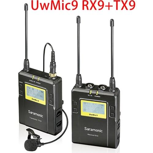 Saramonic UwMic9 UHF Lavalier Microphone 1 drag 1 / 1 drag 2 Video MIC Wireless Microphone for Canon Nikon Sony DSLR Camera