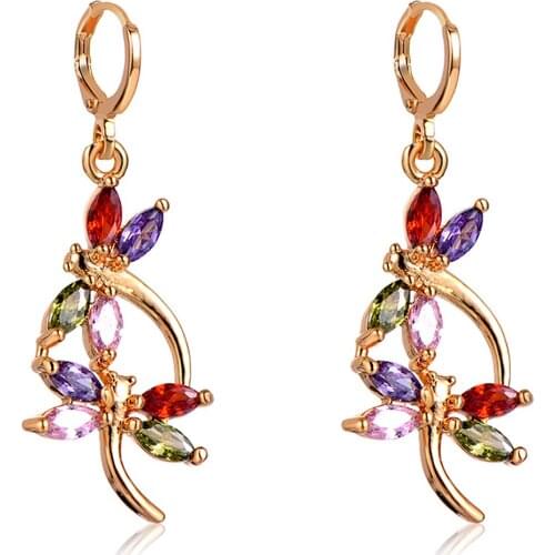 Fashion High Quality Colourful Zircon Long Tassel Geometric Irregular Flower Drop Dangle Earrings For Women Party Jewelry Gift