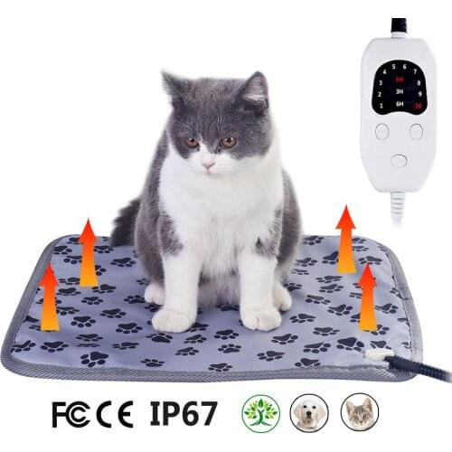 Pet Heating Pad Dog Cat Electric Heating Blanket Winter Indoor Waterproof Adjustable Warming Mat Bite-resistant Wire US Plug