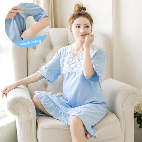 Big Size Maternity Nursing Nightdress Summer for Pregnant Women Skirt Pregnancy Pajamas Breast Feeding Nightgown Dress Sleepwear