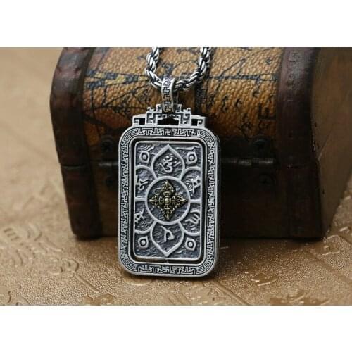 925 Sterling Silver Om Mani Padme Hum rotatable charm pendant men women jewelry A4998