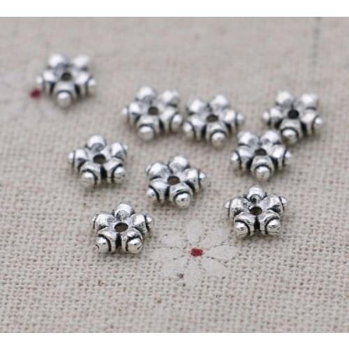 Silver Plated Flower Shape Loose Spacer Beads for Jewelry Making Bracelet DIY Craft Findings 7mm 40pcs/lot