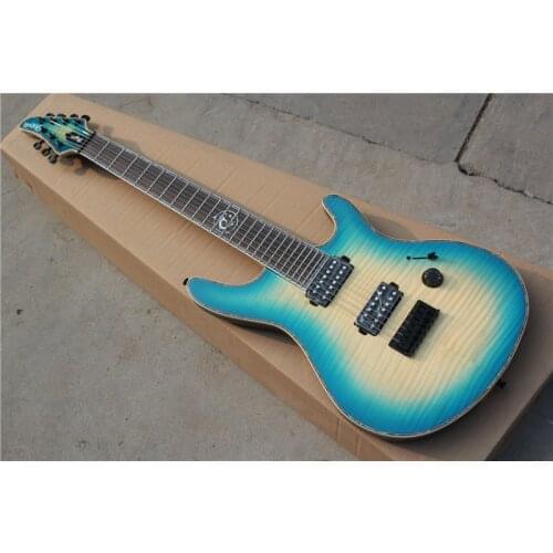 Factory manufacturing, classic neck 7 string electric guitar, flame maple veneer,9 spell neck, free delivery