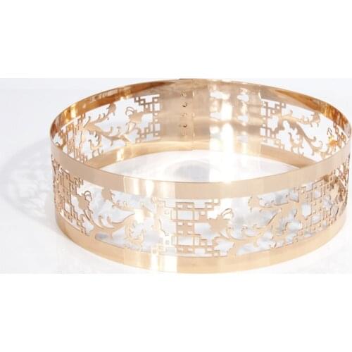 New unique Metal belt hollow out Cutout Mirror 7cm Wide Belt Women waistband Fashion Apparel Accessories girdle BL21