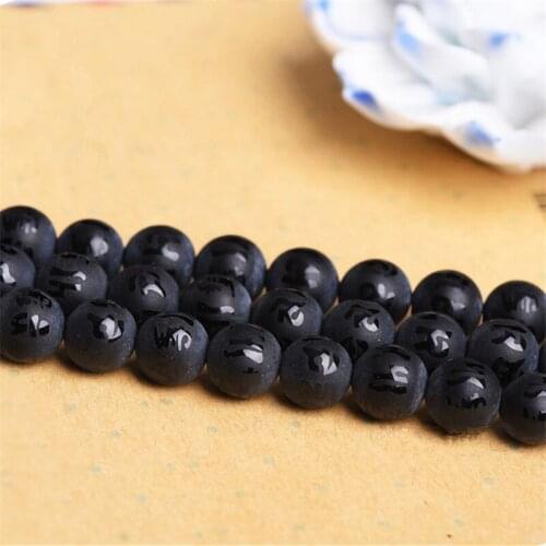 RONGQING Natural Matte Black Mantra Frosted Scattered Beads for Jewelry Making 8mm 10mm,12mm 14mm 16mm