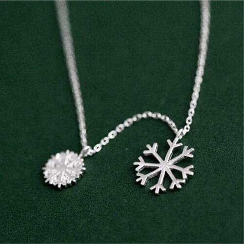 Christmas Snowflake Pendant Simple Student Clavicle Chain 925 Sterling Silver Temperament Female Necklace SNE129