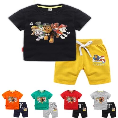 Paw Patrol Chase Marshall Everest Baby Clothes Set Summer Kids T Shirt with Pants Suits 2pcs Tracksuit Outfits Boy Girl Gift