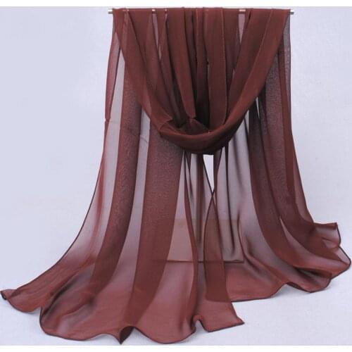 Cachecol sale winter 2020 solid color georgette silk chiffon plain women design long snapback polyester scarves headband cs