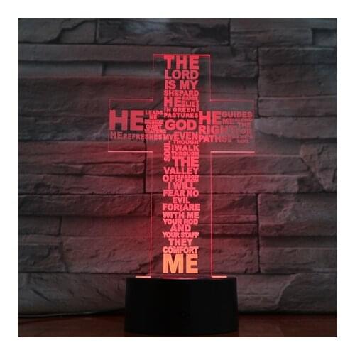 Jesus Cross Touch Remote Control 3D Night Light LED Stereo Acrylic Panel Table Decoration 7 Colors Change Bedroom Lamp GX1668