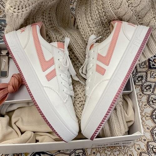 White Shoes for Women 2021 Spring New Student Board Shoes Flat Street Style Lace-up Board Shoes Fashion