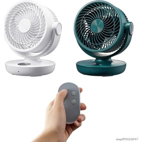 USB Rechargeable Desk Fan 10000mAh Battery Powered Fan Air Circulator Fan with Remote Control 4 Speeds Timing Function Wholesale